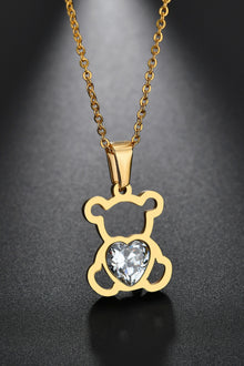  Bear Pendant Stainless Steel Necklace