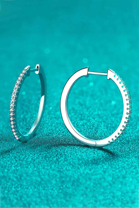 Rhodium-Plated Moissanite Hoop Earrings