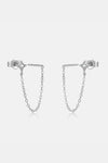 Inlaid Zircon Long Chain Stud Earrings