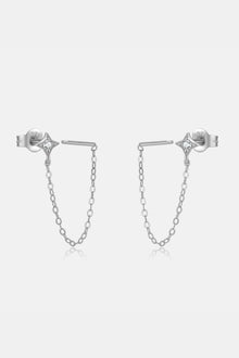  Inlaid Zircon Long Chain Stud Earrings