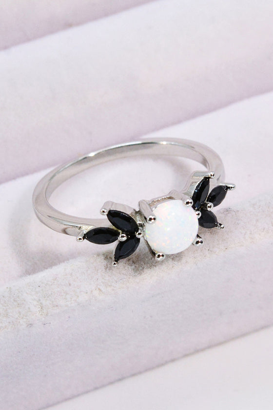 Opal and Zircon Contrast Ring