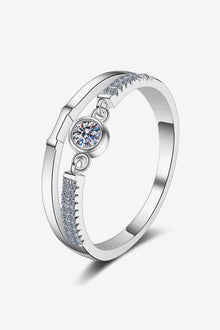  Moissanite Cutout Rhodium-Plated Ring