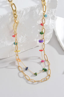  Multicolored Stone Double-Layered Necklace