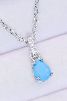  Teardrop Turquoise 4-Prong Pendant Necklace