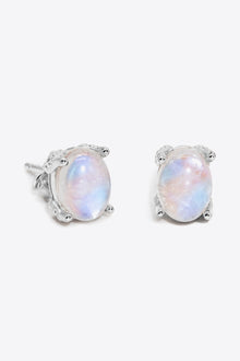  Natural Moonstone 4-Prong Stud Earrings