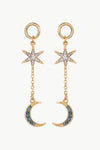 Inlaid Rhinestone Star and Moon Drop Earrings