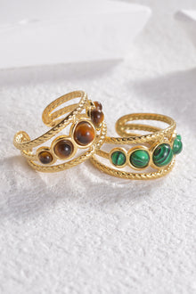  18K Gold Plated Nature Stone Open Ring