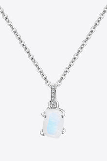  Natural Moonstone 4-Prong Pendant Necklace