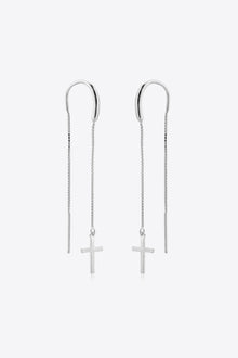  925 Sterling Silver Cross Threader Earrings