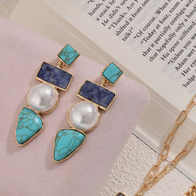  Geometric Imitation Gemstone Alloy Earrings