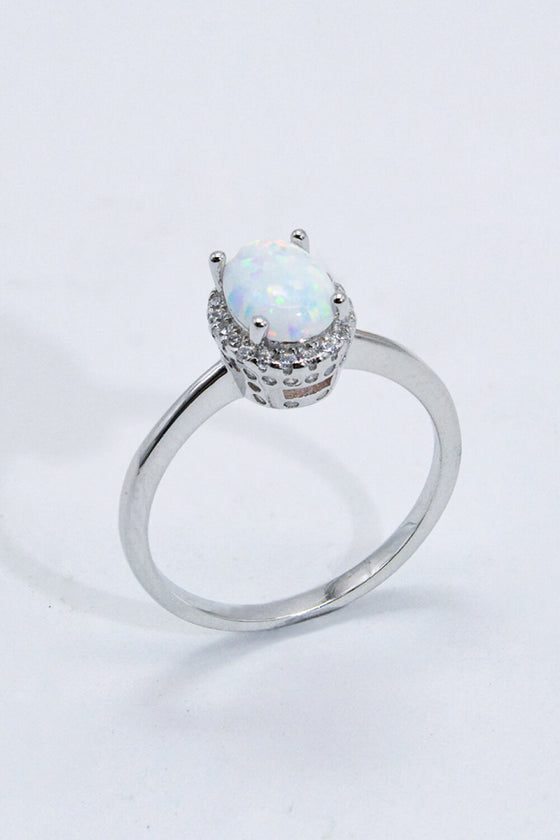 925 Sterling Silver 4-Prong Opal Ring