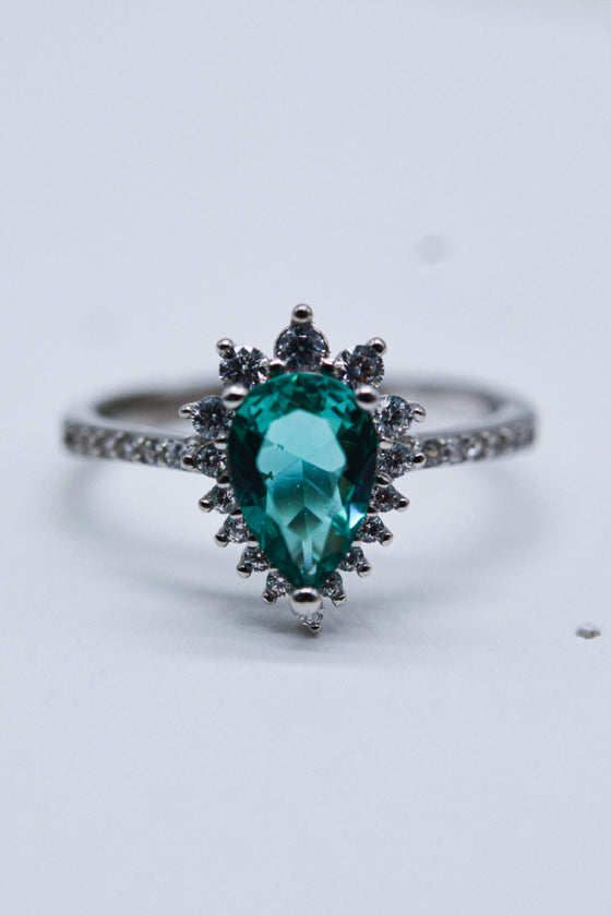 Natural Paraiba Blue Zircon Pear Shape Ring