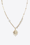 Evil Eye Pendant Pearl Stainless Steel Necklace