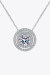 Moissanite Round Pendant Rhodium-Plated Necklace