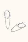 Moissanite 925 Sterling Silver Huggie Earrings with Chain