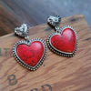 Artificial Turquoise Alloy Heart Dangle Earrings