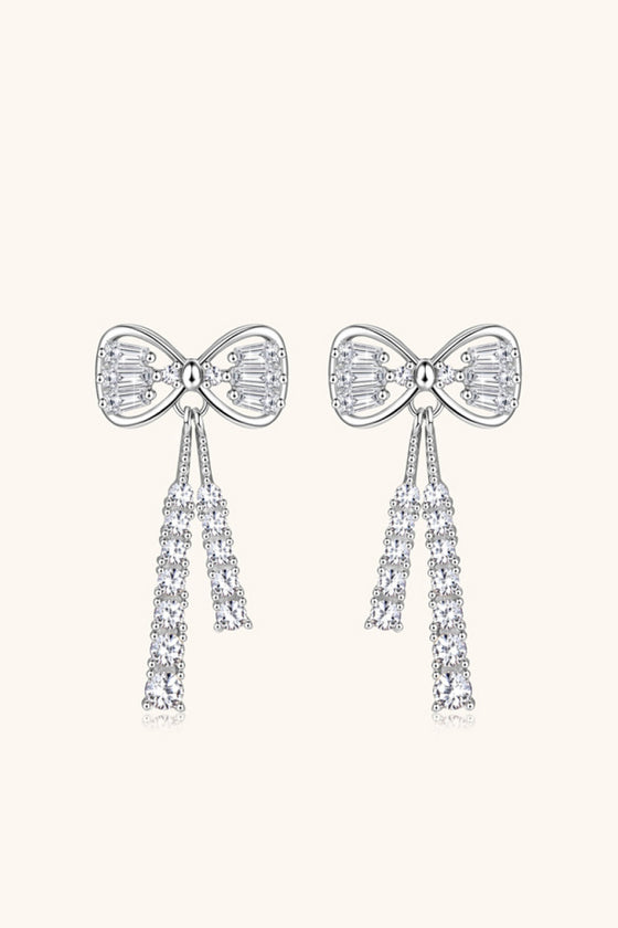 1.12 Carat Moissanite 925 Sterling Silver Bow Earrings