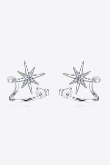  Moissanite Star Rhodium-Plated Earrings