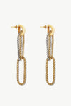 Gold-Plated D-Shaped Drop Earrings