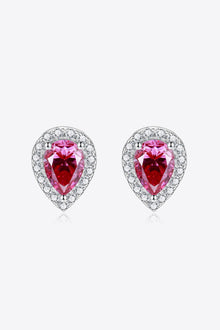  2 Carat Moissanite Teardrop Stud Earrings in Rose