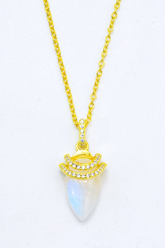 18K Gold-Plated Moonstone Pendant Necklace