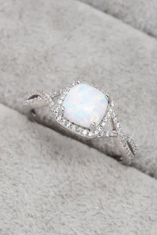  Opal Contrast Crisscross Ring