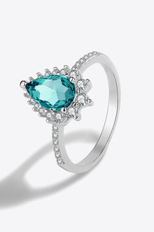  Natural Paraiba Blue Zircon Pear Shape Ring