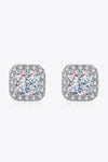 925 Sterling Silver Inlaid 2 Carat Moissanite Square Stud Earrings