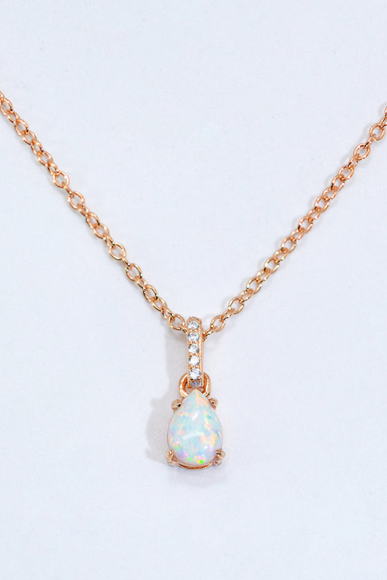 Opal Pendant 925 Sterling Silver Chain-Link Necklace