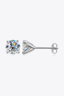  925 Sterling Silver 1 Carat Moissanite 4-Prong Stud Earrings