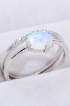 Natural Moonstone and Zircon Double-Layered Ring