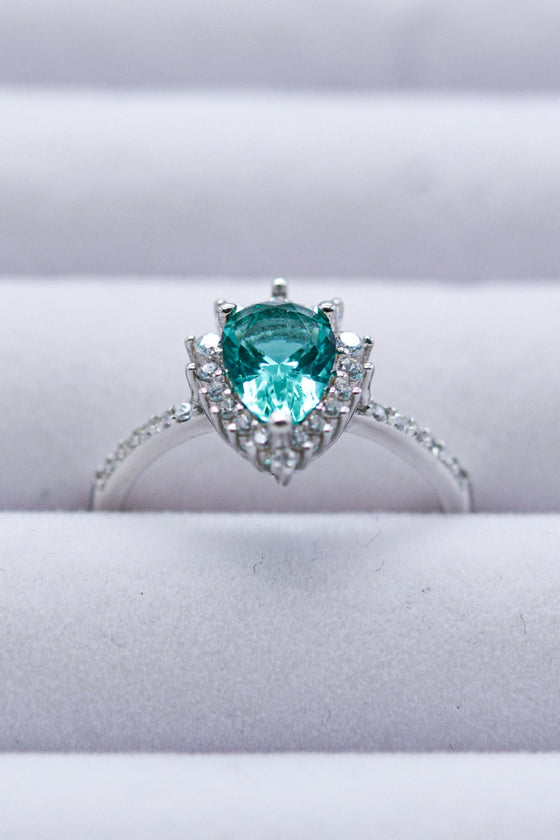 Natural Paraiba Blue Zircon Pear Shape Ring