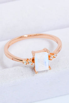  Rectangle Natural Moonstone Ring