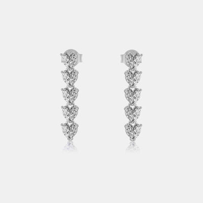 Inlaid Heart Zircon 925 Sterling Silver Drop Earrings