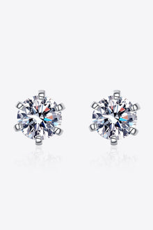  1 Carat Moissanite Rhodium-Plated Stud Earrings