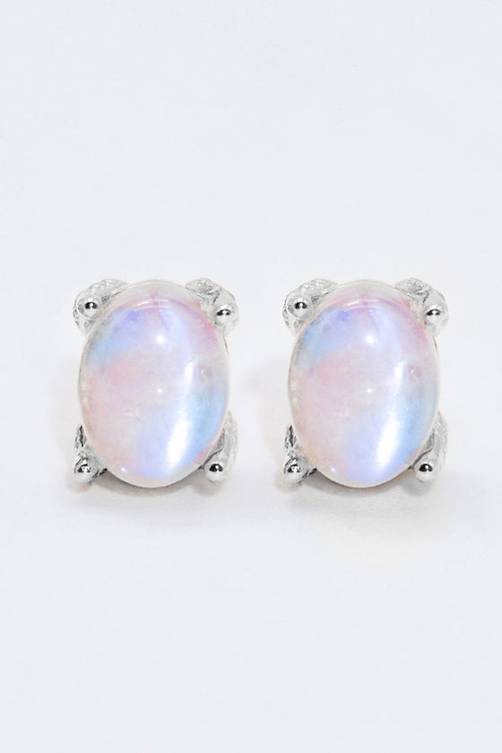 Natural Moonstone 4-Prong Stud Earrings