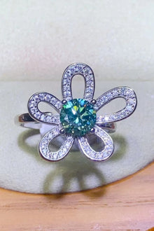  1 Carat Moissanite Flower Shape Open Ring