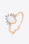 18K Rose Gold-Plated Natural Moonstone Ring