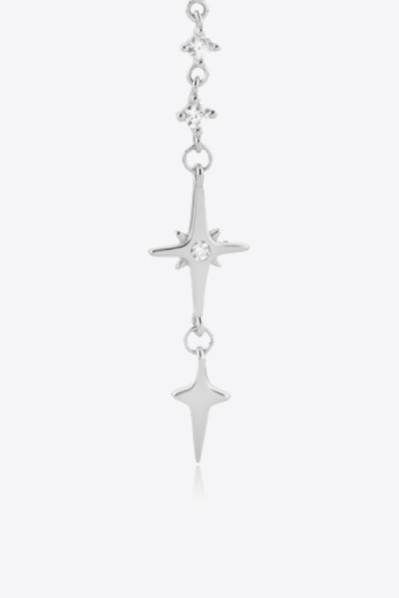 Inlaid Zircon 925 Sterling Silver Single Chain Earring