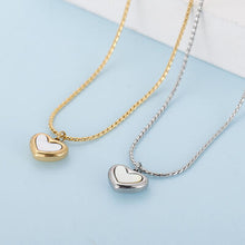  Mother-Of-Pearl Heart Pendant Stainless Steel Necklace