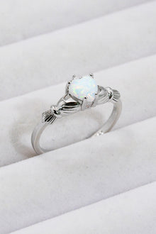  925 Sterling Silver Heart Opal Ring