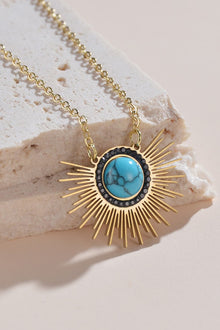  Turquoise 14K Gold Plated Pendant Necklace